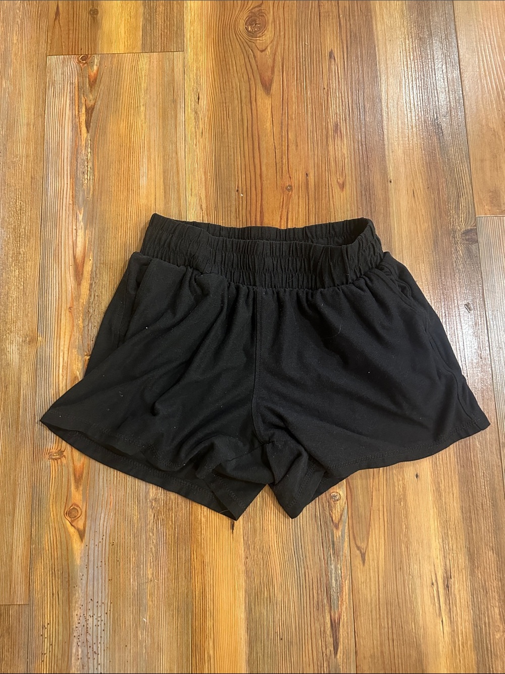 Women’s Black Elastic-Waist Shorts